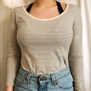 Pact Blue and White Striped Long Sleeve